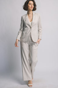 Linen Blazer with Gold Front Button