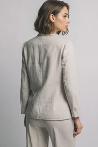 Linen Blazer with Gold Front Button