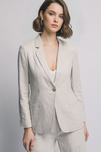 Linen Blazer with Gold Front Button