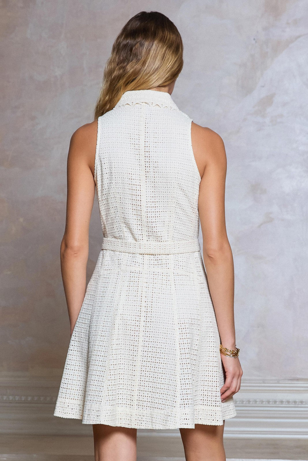 Anabelle Eyelet Button Front Mini Dress