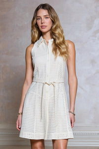 Anabelle Eyelet Button Front Mini Dress