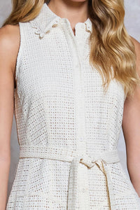 Anabelle Eyelet Button Front Mini Dress