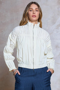 Lumière Ruffled Collar Cropped Blouson Jacket