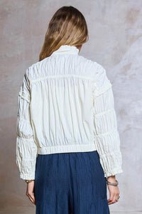 Lumière Ruffled Collar Cropped Blouson Jacket