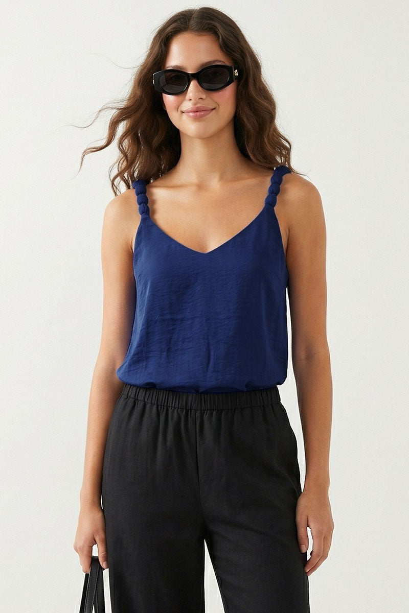 V Neck Cami With Accent Strap More Colors