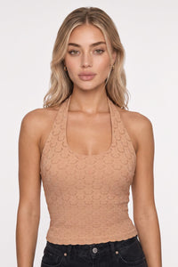 Textured Lace Halter Top MORE COLORS