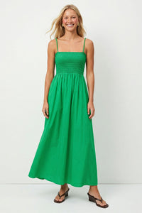 Pom Pom Strap Maxi Dress in Green