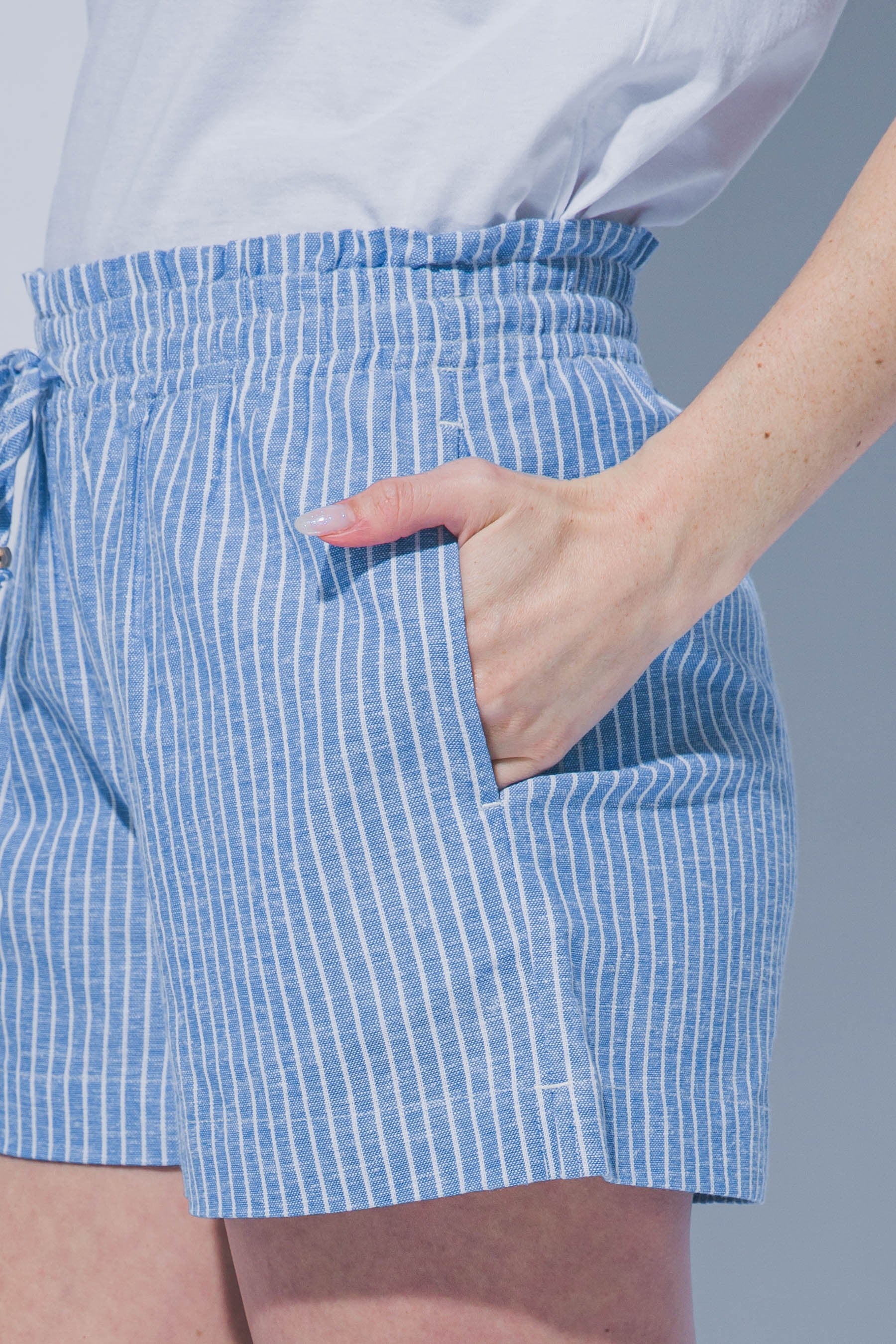 Linen Blend Striped Shorts MORE COLORS