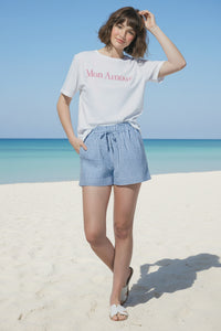 Linen Blend Striped Shorts MORE COLORS