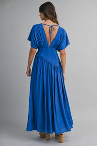 Corfu Deep V Flutter Sleeve Maxi Dress