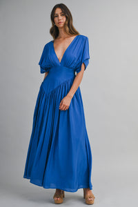 Corfu Deep V Flutter Sleeve Maxi Dress
