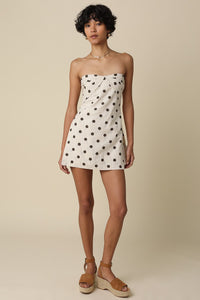 Lila Polka Dot Strapless Romper
