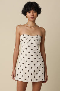 Lila Polka Dot Strapless Romper