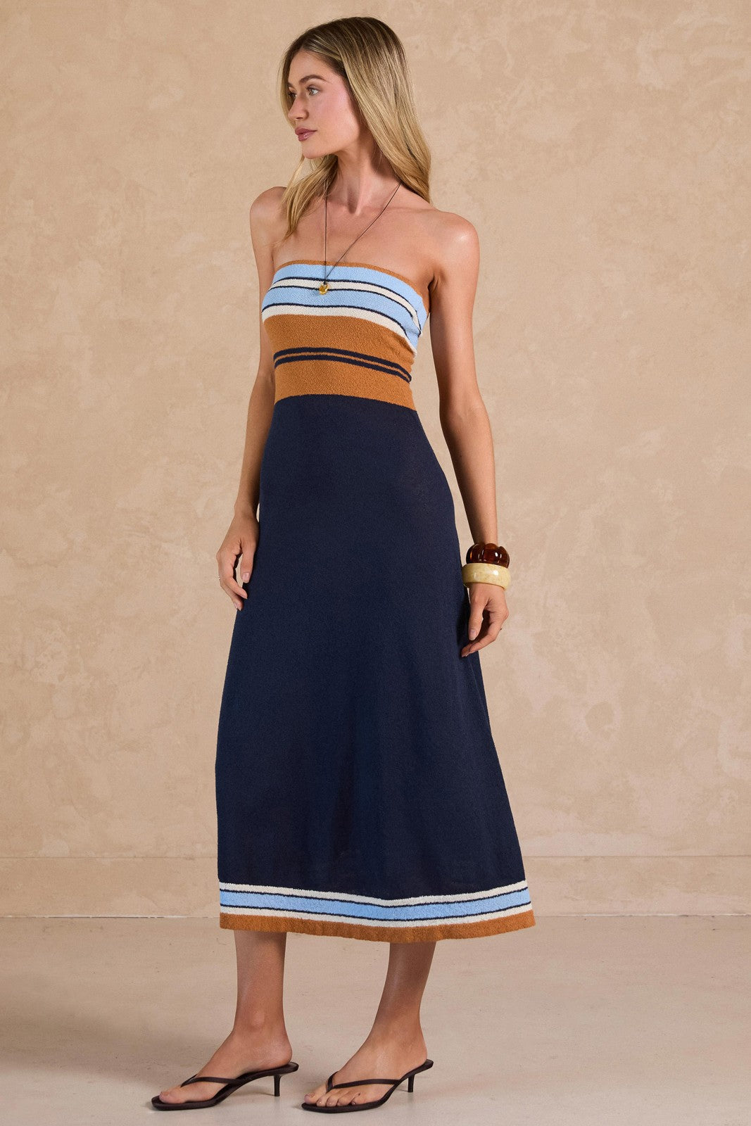 Terry Halter Strapless Maxi Dress