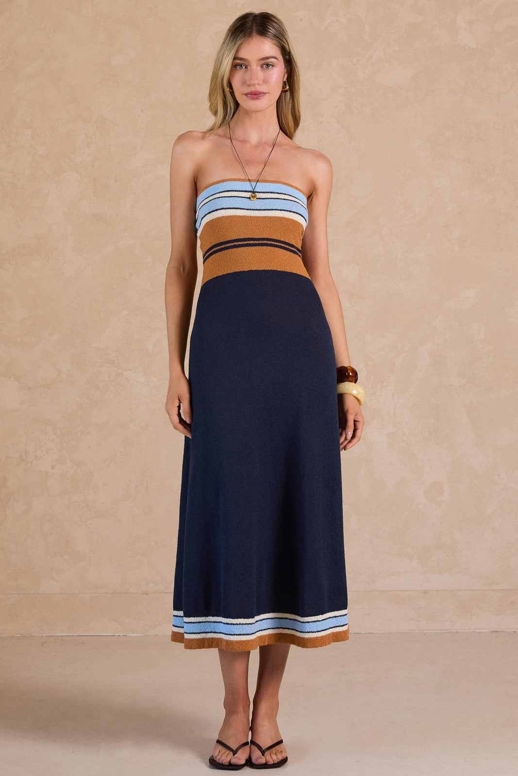 Terry Halter Strapless Maxi Dress