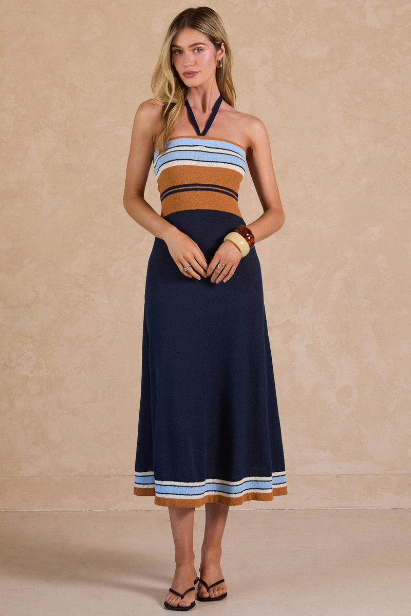 Terry Halter Strapless Maxi Dress XSMALL / Navy Terry Halter Strapless Maxi Dress XSMALL / Navy