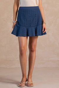 Marina Eyelet Embroidered Ruffle Mini Skirt
