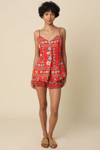 Riviera Floral Button-Front Top & Mini Shorts Set