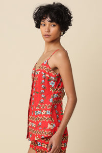 Riviera Floral Button-Front Top & Mini Shorts Set