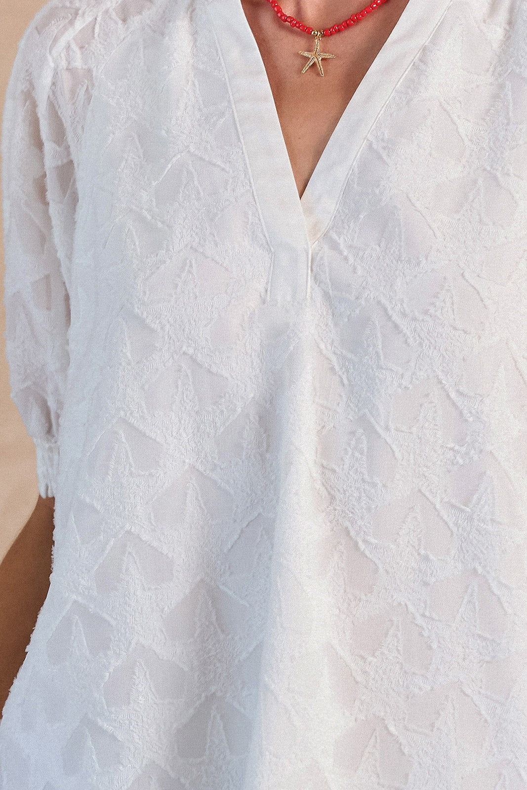 Geron Star Textured Blouse in White