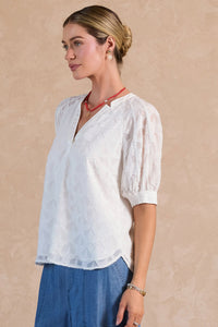 Geron Star Textured Blouse in White