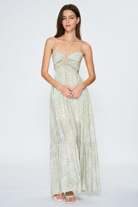 Vivienne Paisley Cutout Maxi Dress