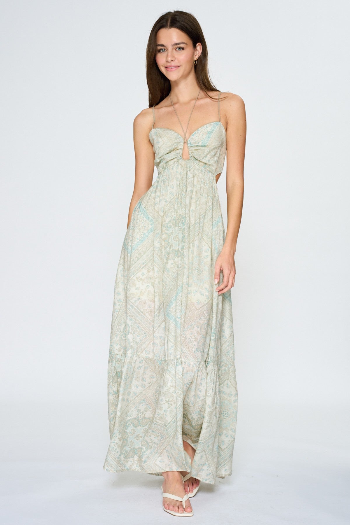 Vivienne Paisley Cutout Maxi Dress