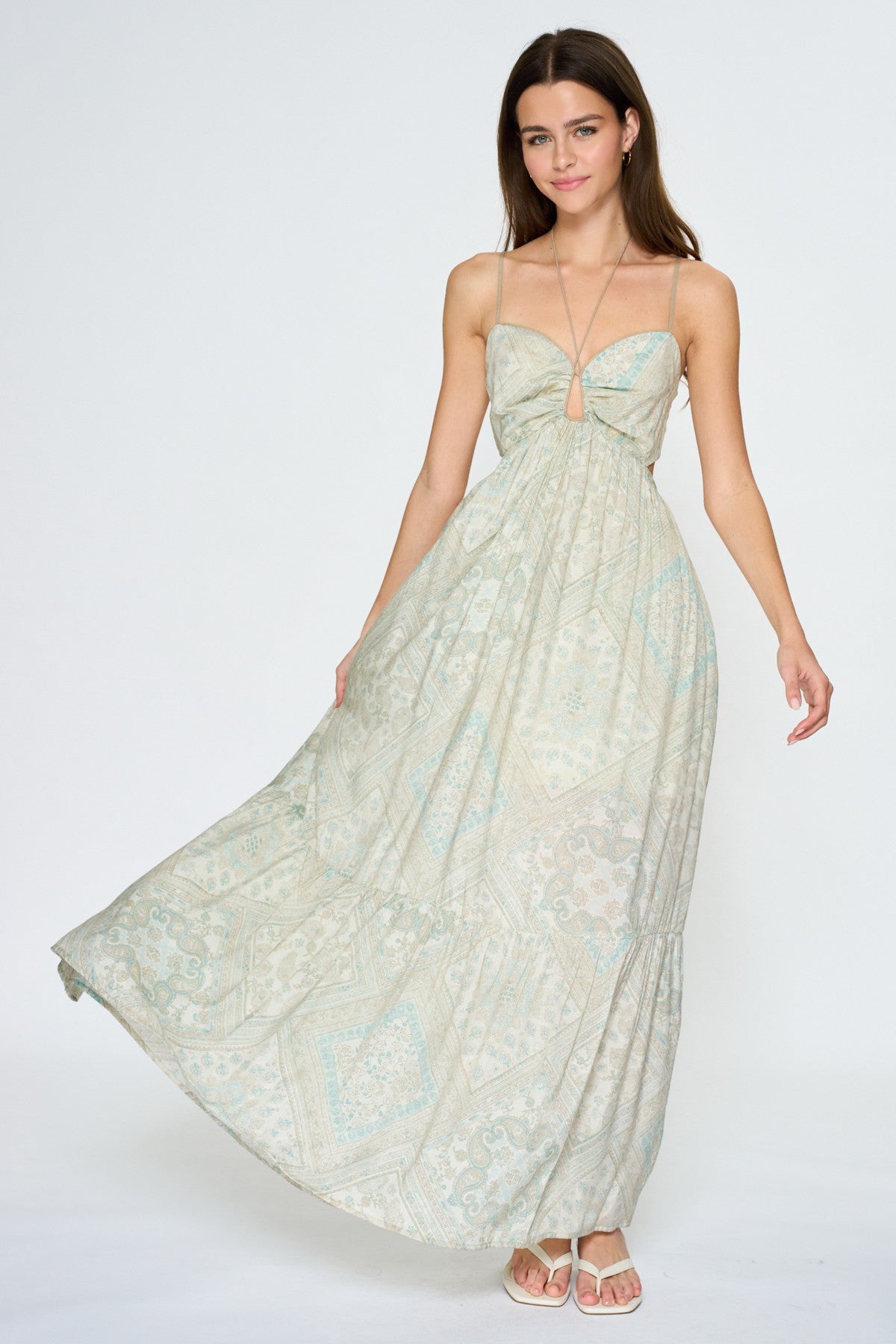 Vivienne Paisley Cutout Maxi Dress