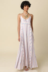 Eliza Open Back Striped Maxi Dress