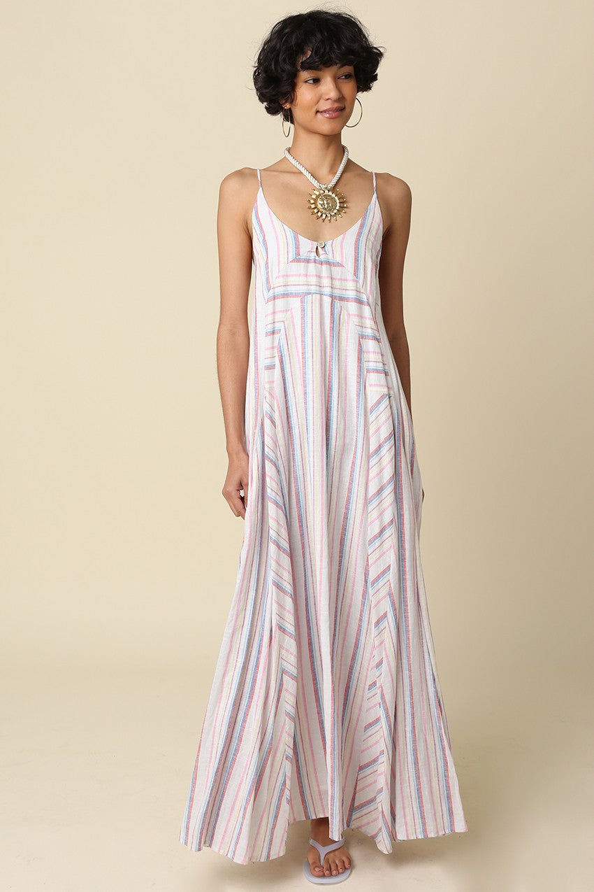 Eliza Open Back Striped Maxi Dress