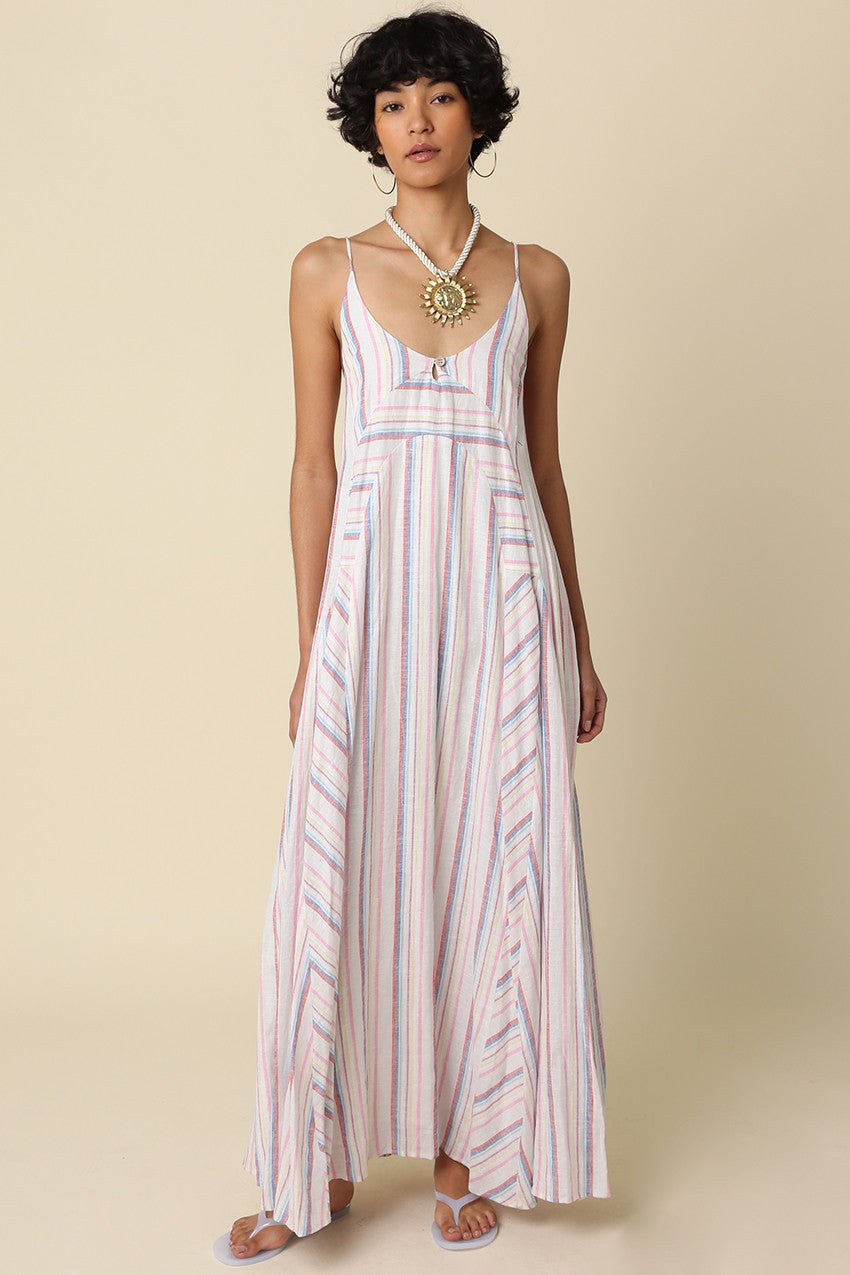 Eliza Open Back Striped Maxi Dress