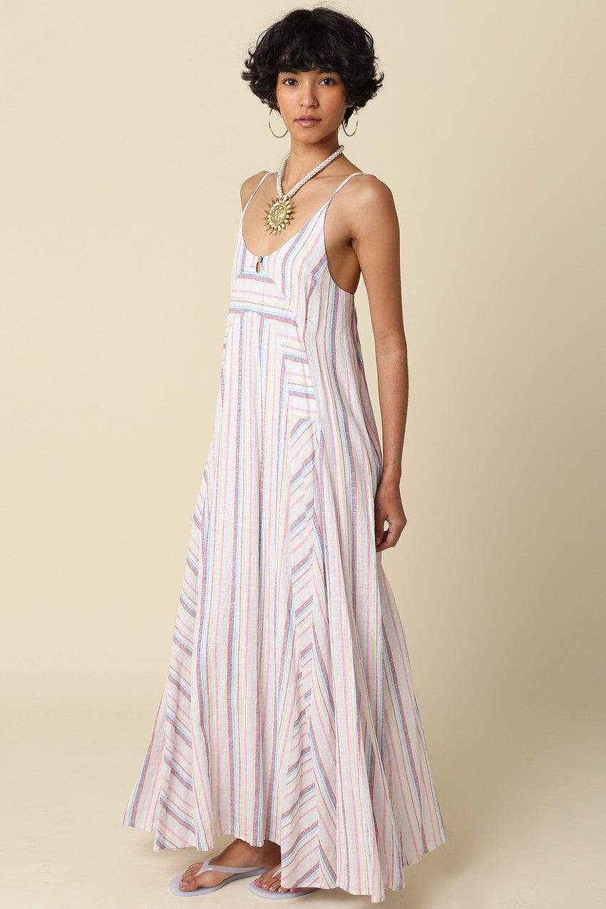 Eliza Open Back Striped Maxi Dress