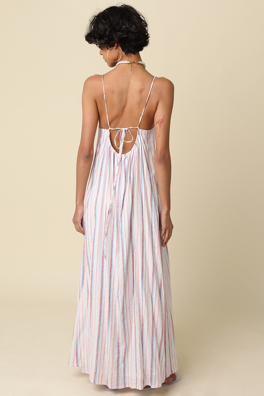 Eliza Open Back Striped Maxi Dress