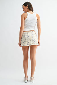 Classic Denim Skort in Flower Print