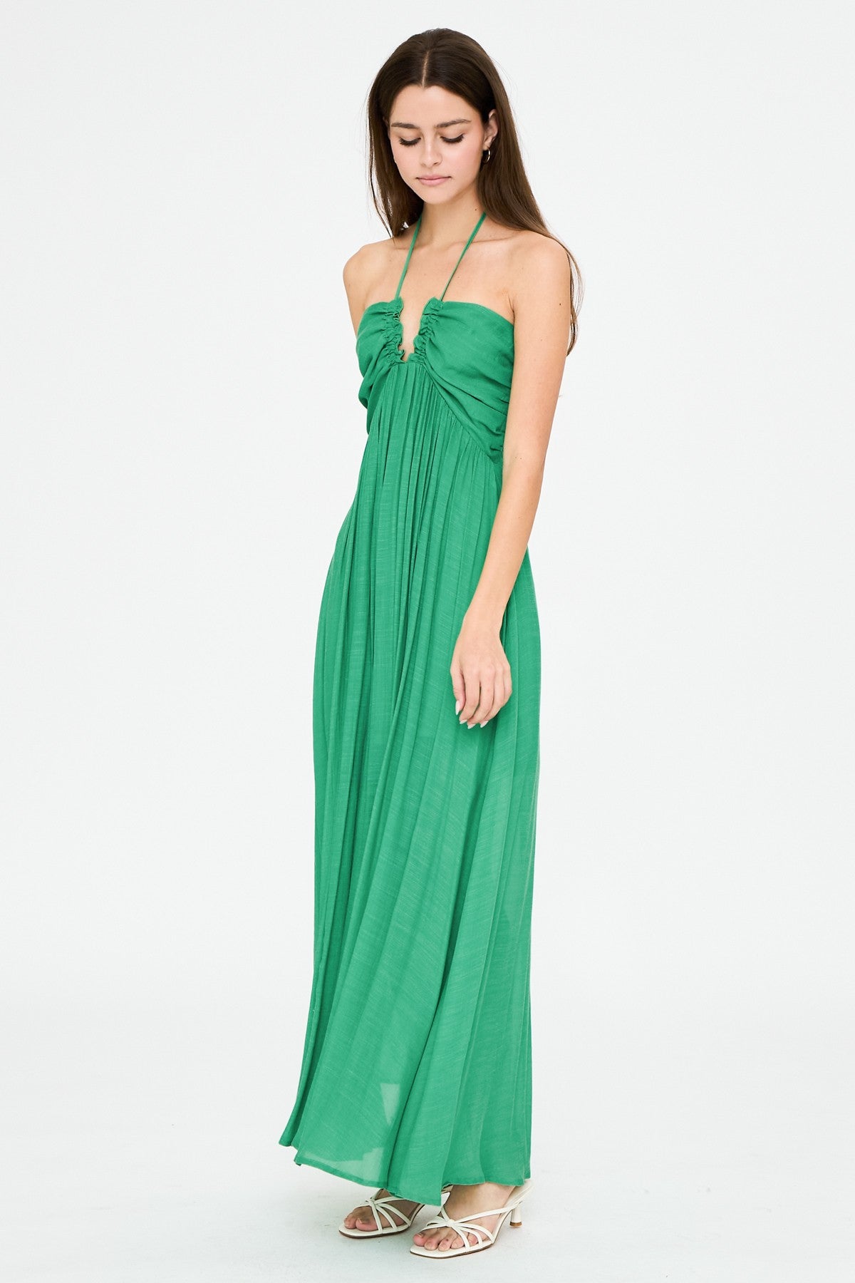 Emerald Halter Style Maxi Dress