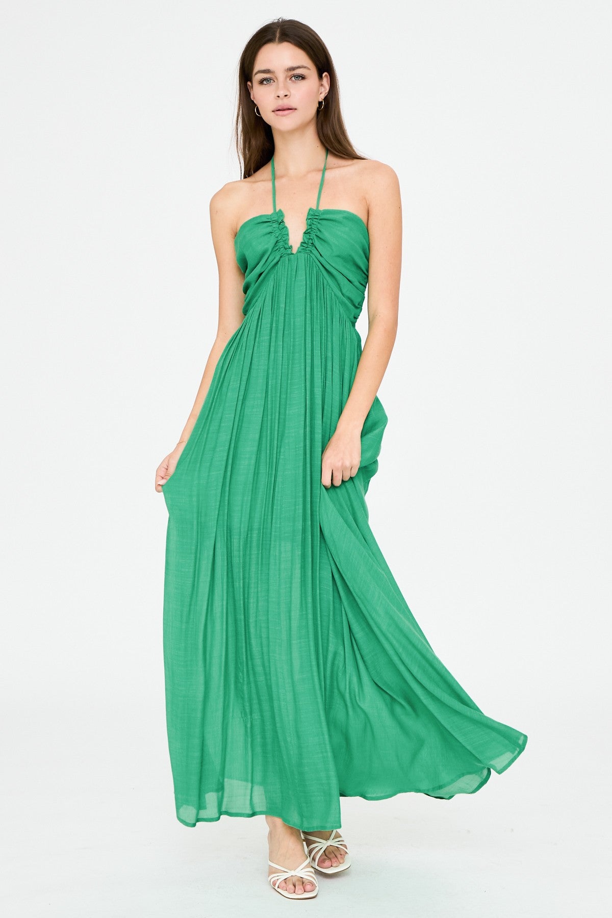 Emerald Halter Style Maxi Dress