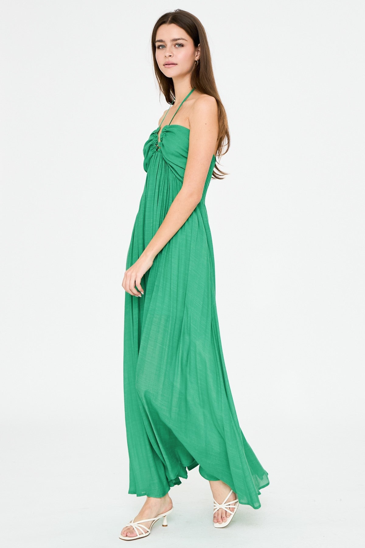 Emerald Halter Style Maxi Dress