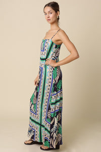 Belize Tropical Print Square Neck Maxi Dress