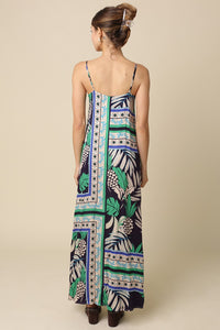 Belize Tropical Print Square Neck Maxi Dress