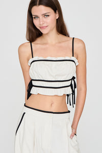 Mykonos Ruffle Crop Top & Wide Leg Pants Set
