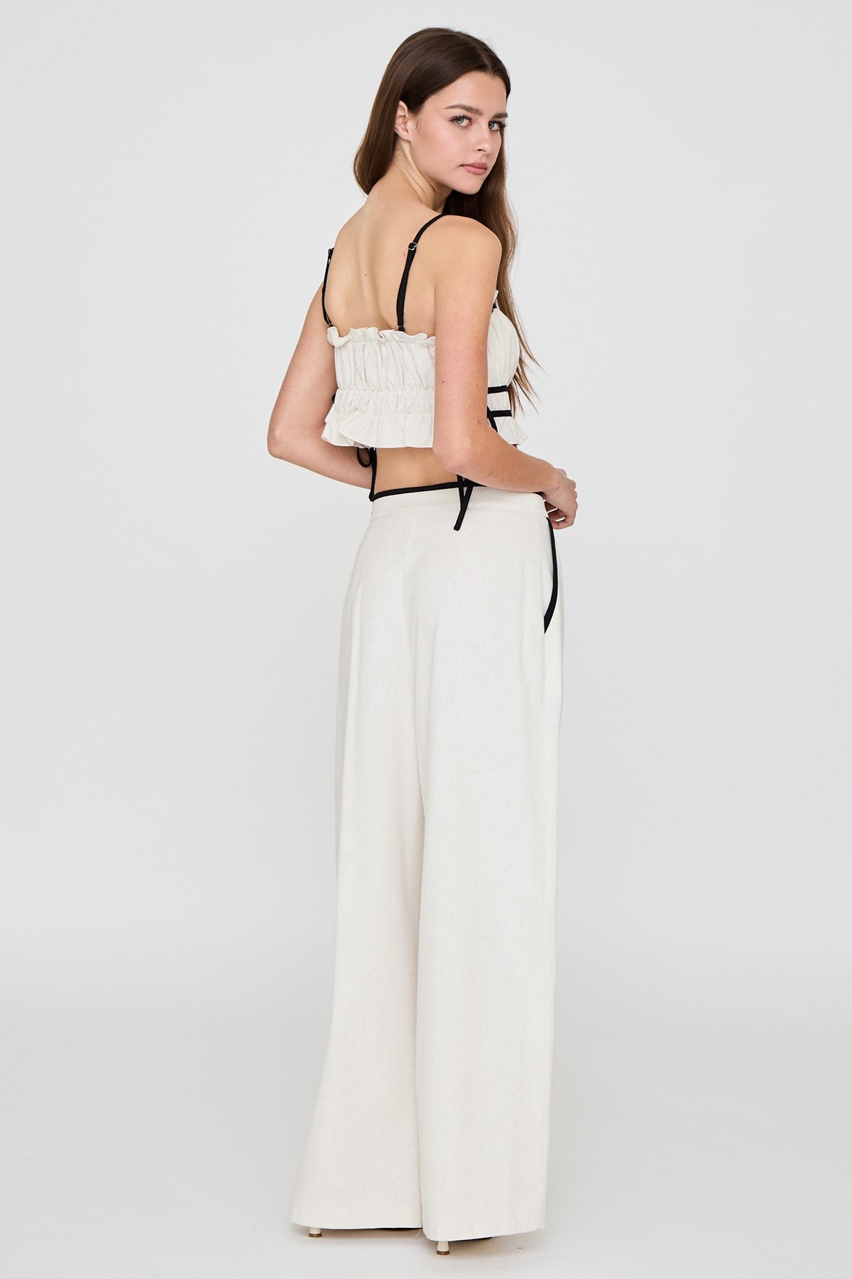 Mykonos Ruffle Crop Top & Wide Leg Pants Set