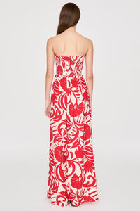 Smocked Strapless Wide Leg Print Jumpsuit