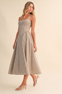 Savannah Stripe Fit & Flare Midi Dress