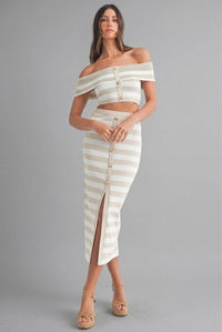 EVERLY STRIPE TOP SKIRT SET