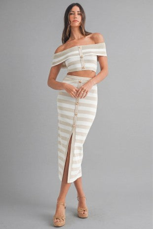 EVERLY STRIPE TOP SKIRT SET