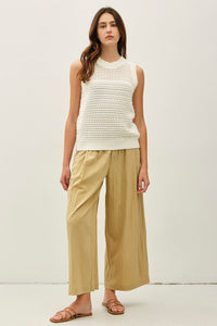 Coco Crochet Crew Neck Cropped Sweater Top