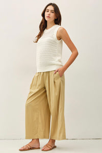 Coco Crochet Crew Neck Cropped Sweater Top
