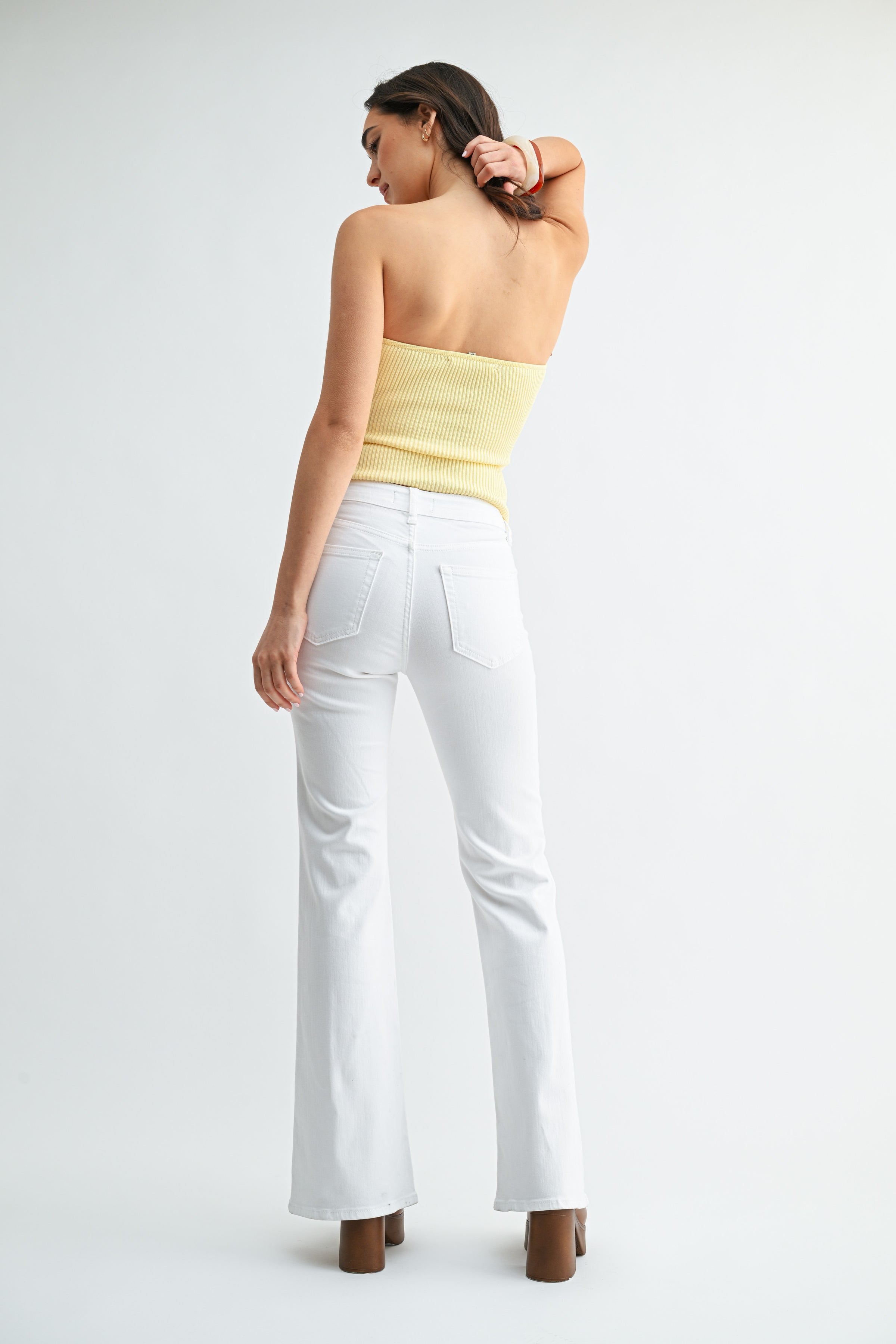 Super Stretch Flare White Denim