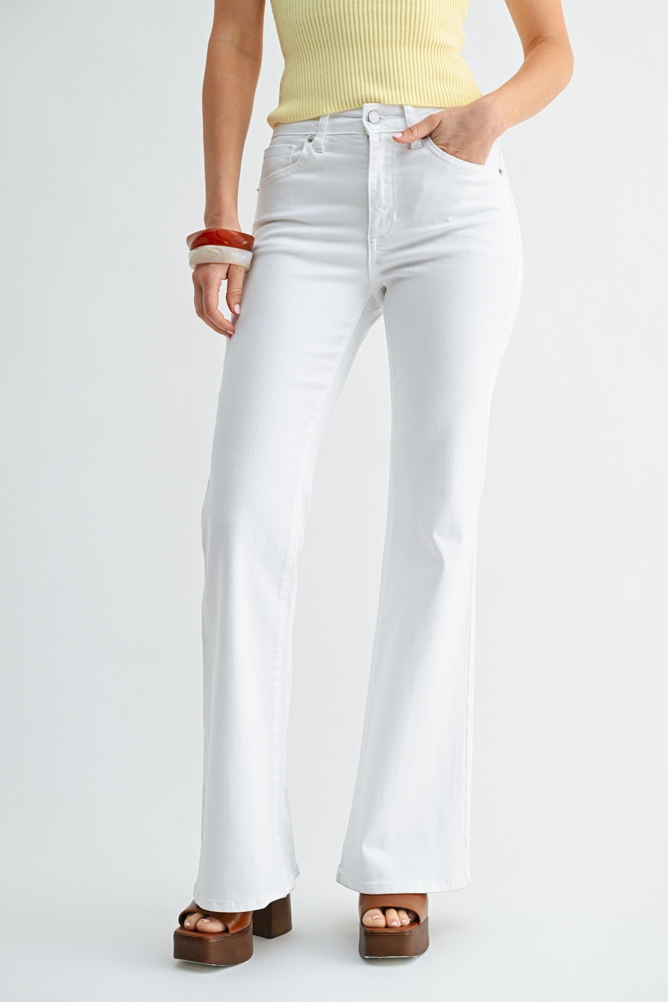 Super Stretch Flare White Denim
