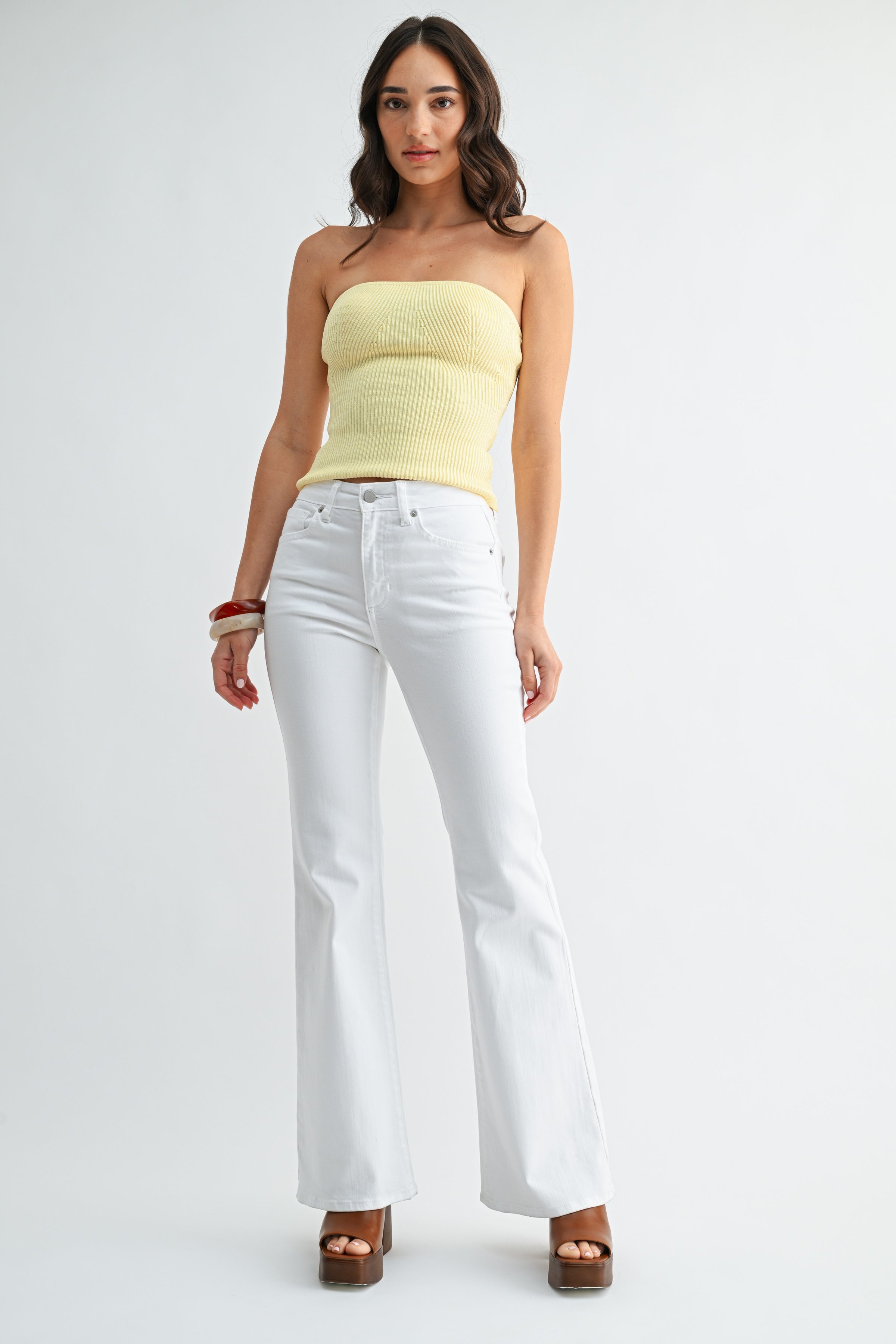 Super Stretch Flare White Denim